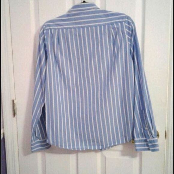 Abercrombie Blue & White Striped Career Office Long Sleeve Button Down Shirt - Picture 4 of 6